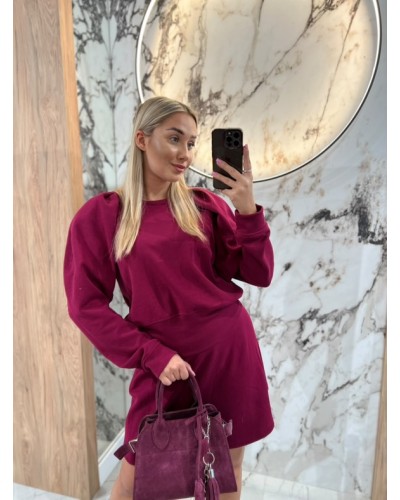 Bluza z bufiastymi ramionami By o la la...! merlot