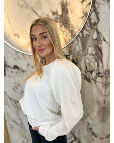 Bluza z bufiastymi ramionami By o la la...! śmietankowa