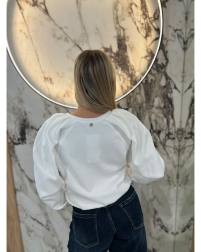 Bluza z bufiastymi ramionami By o la la...! śmietankowa