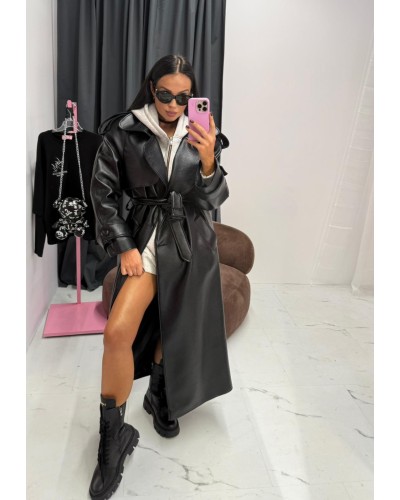 Płaszcz skórzany La Milla czarny