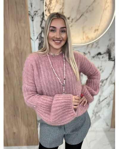 Sweter premium dzwoeneczek By o la la...! pudrowy róż