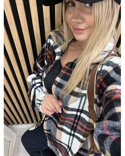 Koszula flanelowa w kratę La Milla granat z beżem