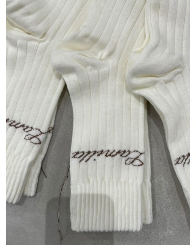 Skarpetki prążkowane z napisem La Milla śmietankowe