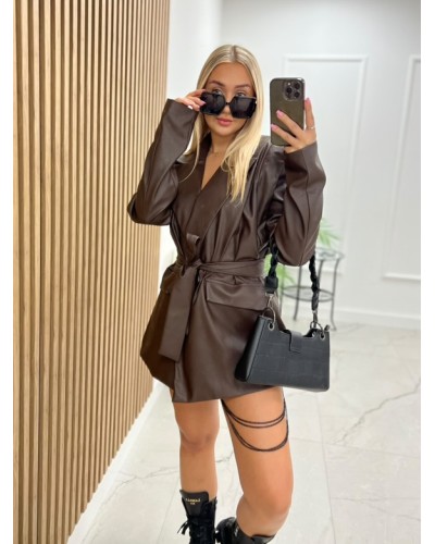 Marynarka wigilia z ekoskóry La Milla czekoladowa