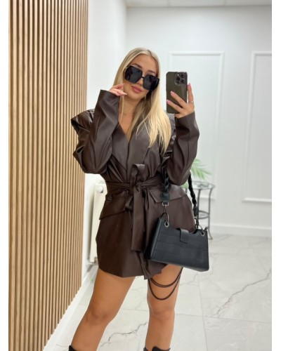 Marynarka wigilia z ekoskóry La Milla czekoladowa