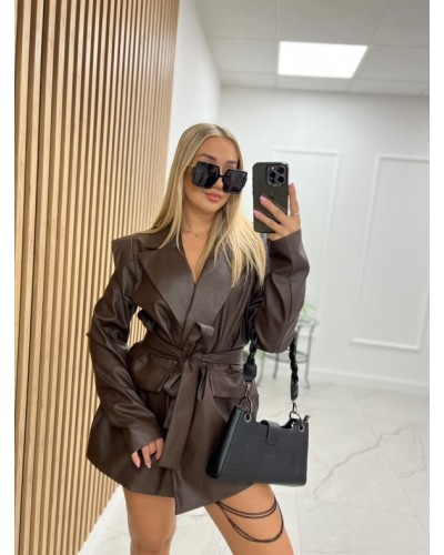 Marynarka wigilia z ekoskóry La Milla czekoladowa