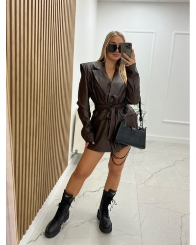 Marynarka wigilia z ekoskóry La Milla czekoladowa