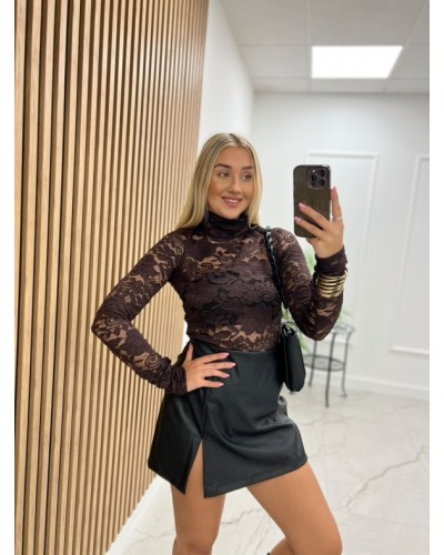 Koronkowy golf La Milla czekoladowy