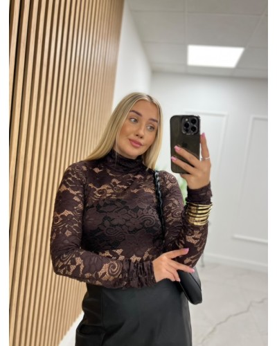 Koronkowy golf La Milla czekoladowy