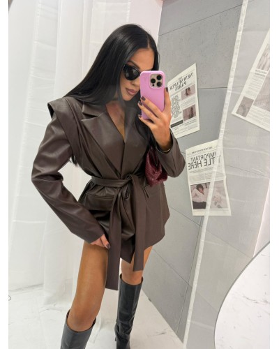 Marynarka wigilia z ekoskóry La Milla czekoladowa