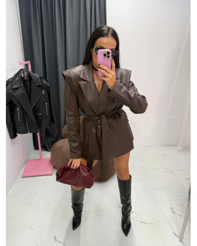 Marynarka wigilia z ekoskóry La Milla czekoladowa