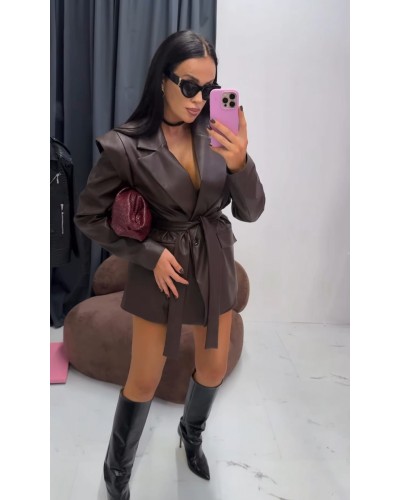 Marynarka wigilia z ekoskóry La Milla czekoladowa