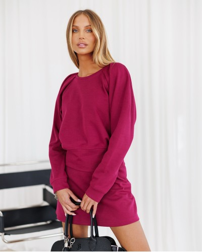 Bluza z bufiastymi ramionami By o la la...! merlot