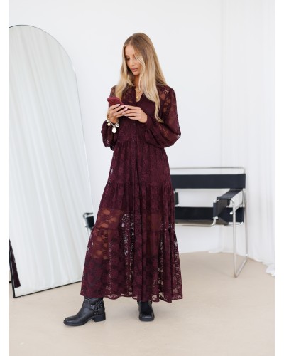 Sukienka maxi koronkowa By o la la...! merlot