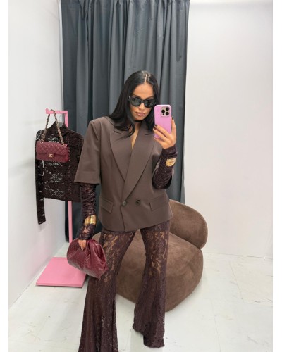 Spodnie koronkowe Nela czekoladowe