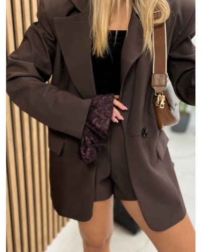 Marynarka z koronkowym mankietem La Milla czekoladowa