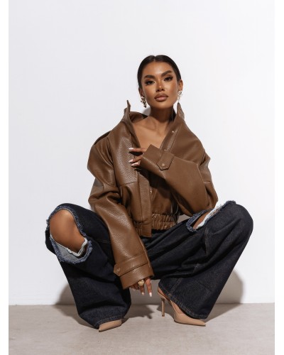 Kurtka bomberka z ekoskóry La Milla Premium camel