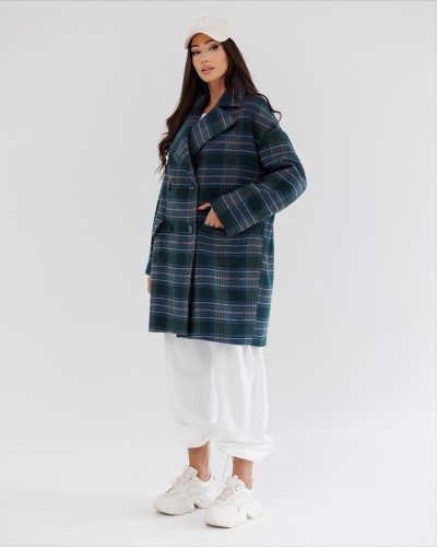 Płaszcz koc w kratę By o la la...! petrol