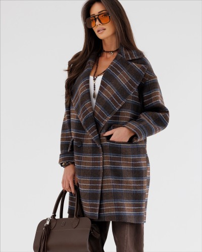 Płaszcz koc w kratę By o la la...! chocomus