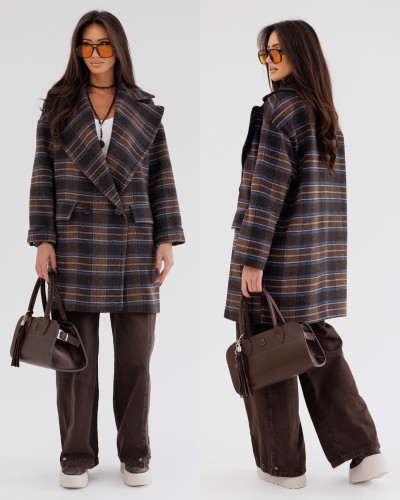 Płaszcz koc w kratę By o la la...! chocomus