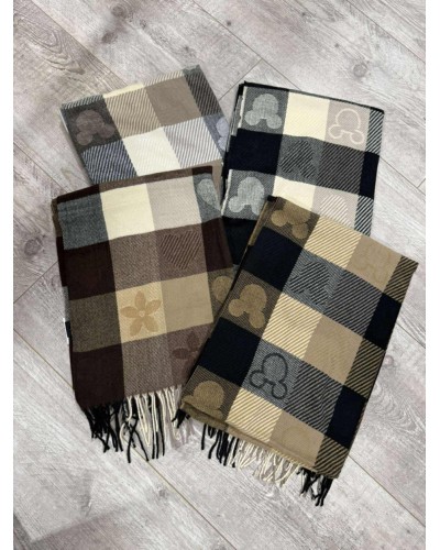 Szalik w kratę By o la la...! czarny ze śmietaną