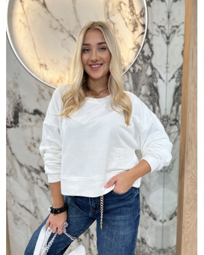 Bluza z haftem By o la la...! śmietankowa