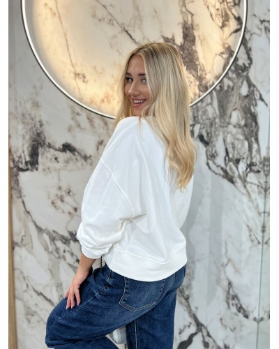 Bluza z haftem By o la la...! śmietankowa