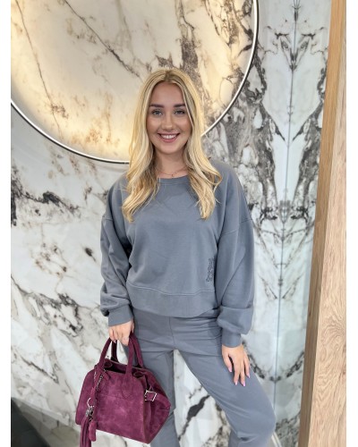 Bluza z haftem By o la la...! grafitowa