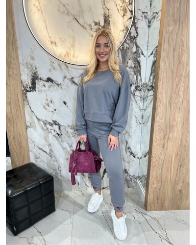 Bluza z haftem By o la la...! grafitowa