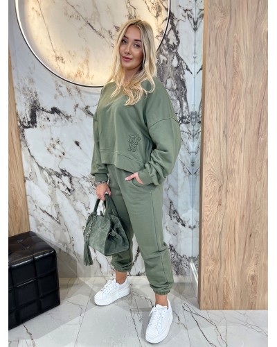 Bluza z haftem By o la la...! matcha