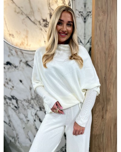 Komplet dzianinowy By o la la...! śmietankowy