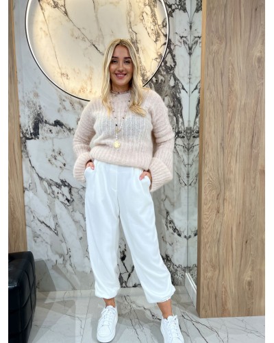 Spodnie materiałowe By o la la...! śmietankowe