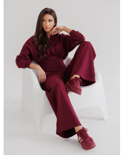 Komplet dresowy z taliowaną bluzą By o la la...! merlot