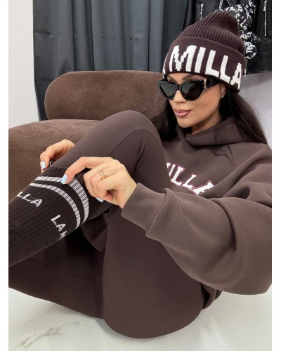 Legginsy prążkowane La Milla czekoladowe