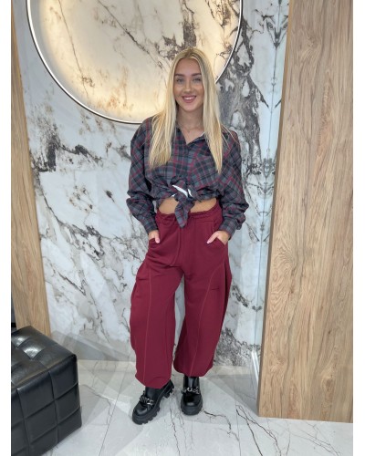 Spodnie dresowe z zakładką na nogawce By o la la...! merlot