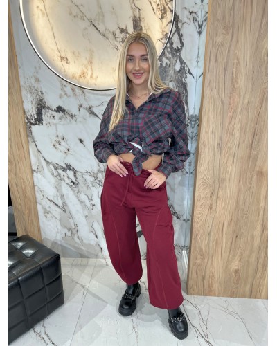 Spodnie dresowe z zakładką na nogawce By o la la...! merlot