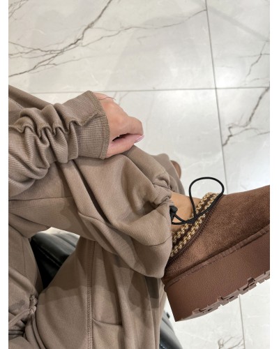 Spodnie dresowe z zakładką na nogawce By o la la...! stone