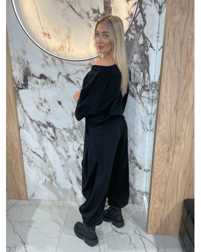 Spodnie dresowe z zakładką na nogawce By o la la...! czarne