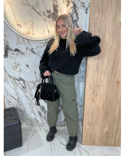 Spodnie drelichowe z kieszeniami By o la la...! matcha