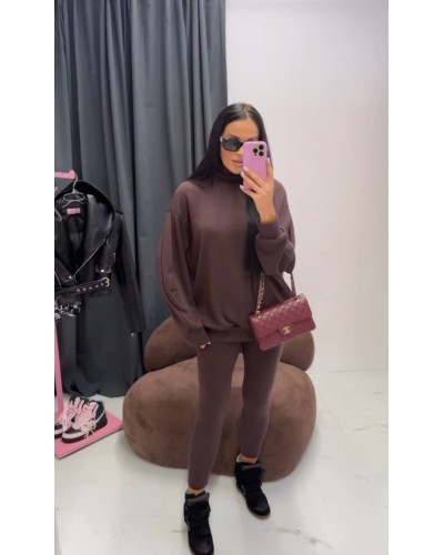 Komplet legginsy plus golf La Milla czekoladowe