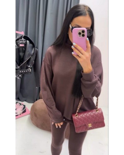 Komplet legginsy plus golf La Milla czekoladowe