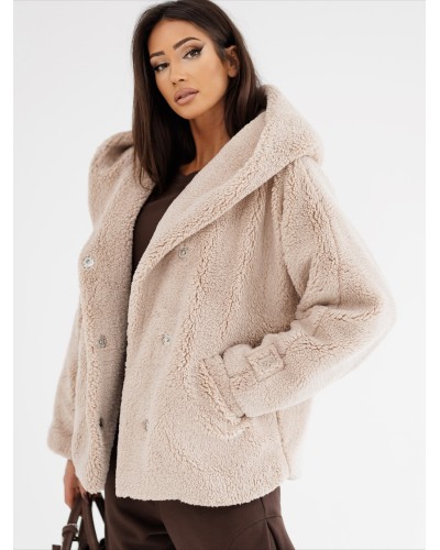 Krótka kurtka teddy By o la la...! beżowa