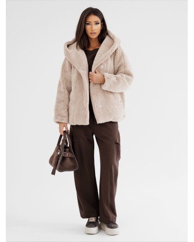 Krótka kurtka teddy By o la la...! beżowa